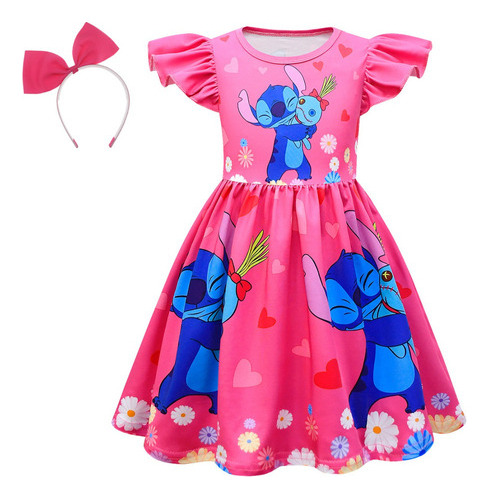 Disfraz De Princesa Verano Stitch For Niñas Vestido Fiesta De Cumpleaño Carnival Cosplay Halloween