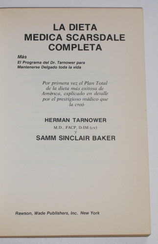 La Dieta Medica Scarsdale / Dr. Herman Tarnower (Usado)