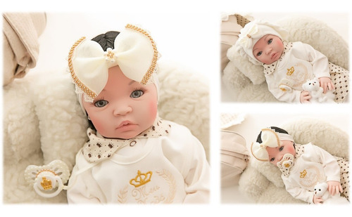 Imagem 5 de 9 de 2 Bebês 100% Silicone Princesa Morena Creme E Loira Rosa