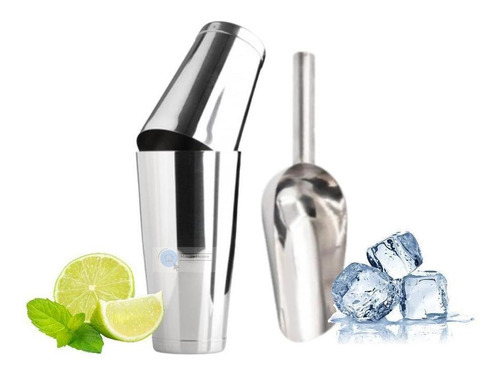 Kit Coqueteleira De Boston 840ml Com Peso Inox Pá De Gelo