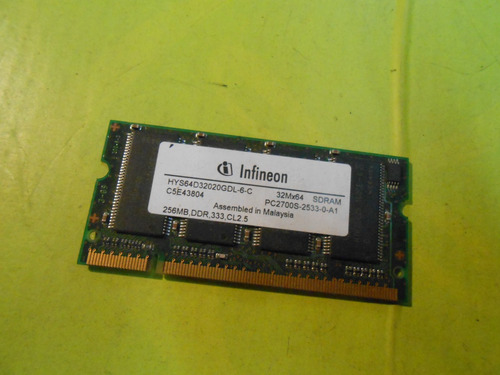 Memoria Sodimm Infineon Ddr 256mb Notebook - Hys64d32020gdl