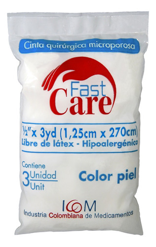 Micropore Piel Fast Care 1/2x3 3 Unidades