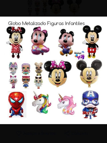 Globo Metalizado Infantil Grande Mickey Sirena Lol Unicornio