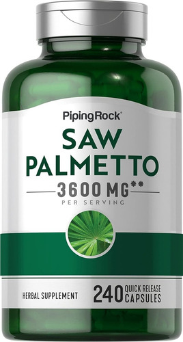 Saw Palmetto 3600mg Piping Rock 240 Cápsulas Importado Eeuu