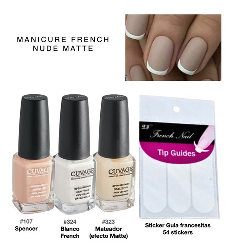 Imagen 2 de 10 de Kit French Francesitas Sticker Tips Guia + 3 Esmaltes