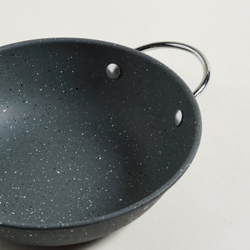 Imagen 3 de 4 de Mini Wok Antiadherente Granite Con Manijas De Acero 18cm