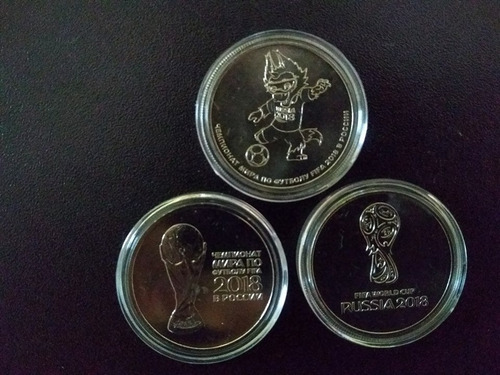  Juego 3 Monedas Nueva Encapsuladas Mundial Fifa Rusia 2018 