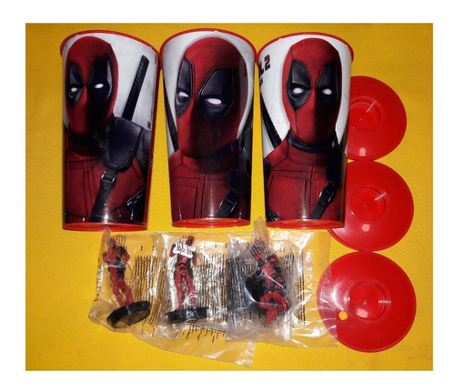 Deadpool 3 Vasos Originales Con Figura Cinemex