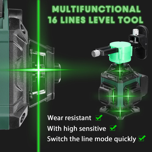 Multifuncional 16 Líneas Verdes Nivel Láser 3° Autonivelante