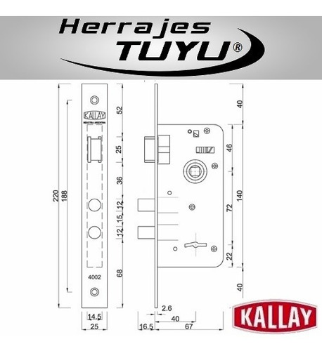 Imagen 4 de 5 de Cerradura Kallay 4002 Seguridad Casa Puerta Entrada Tuyu