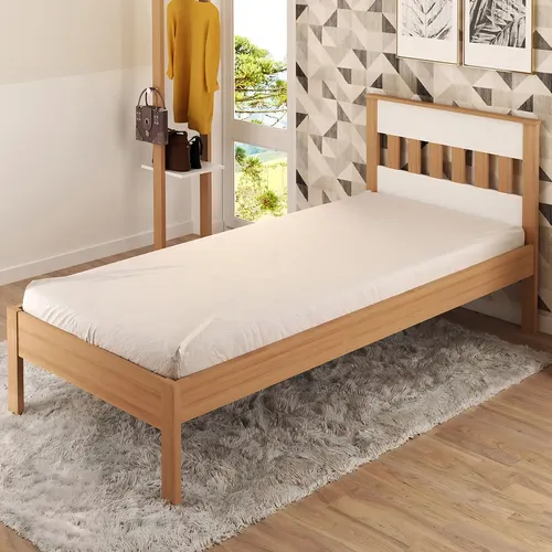 Cama Solteiro 196cm CM8006 Amêndoa/Branco Tecno Mobili