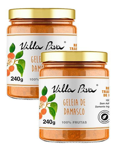 Geléia Villa Piva damasco em frasco sem glúten 240g pacote x 2