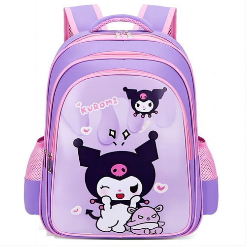 Mochila escolar Genérica Mochila escolar de desenho animado menina plus size bonita Kuromi color kuromi púrpura grande 25L