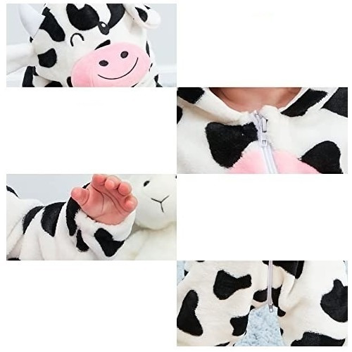 Pijama Polar Y Disfraz Vaca Enterito Polar Bebés Niños