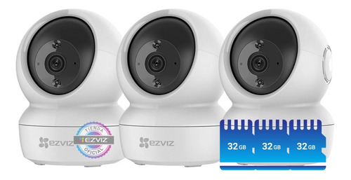 Kit X3 Cámara Seguridad Ip Wifi Ezviz + 3 Memorias Sd 32gb