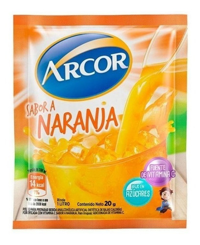 Jugo Arcor Naranja 20 Grs X 5 Cajas De 18 Sobres