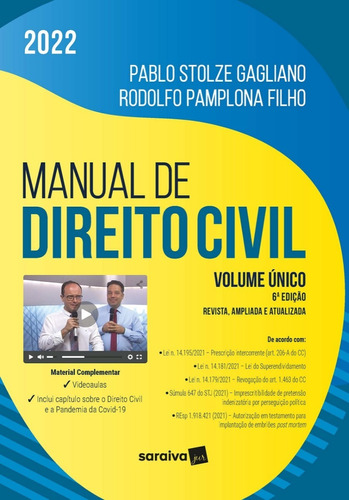 Manual De Direito Civil Volume Unico (6ª Ed 2022) Saraiva