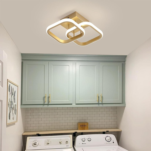 Plafon Luminária Led Moderno Duplo Quadrado Embutir Quarto