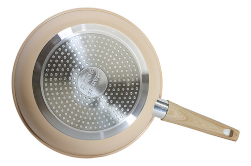 Frigideira Ceramica Antiaderente 24cm Com Tampa Vidro Cor Bege