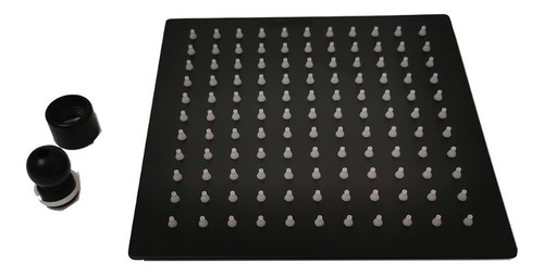 Regadera Cuadrada Acero Inoxidable 25cm Negro Mate Sin Brazo