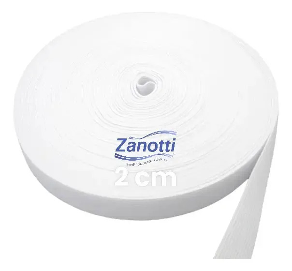 Elástico 2 Cm Reforçado Zanotti Jaraguá Rolo 25m Chato Branc