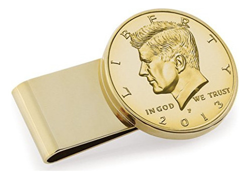 Clip Para Billetes - Medio Dólar Jfk En Capas De Oro Puro D