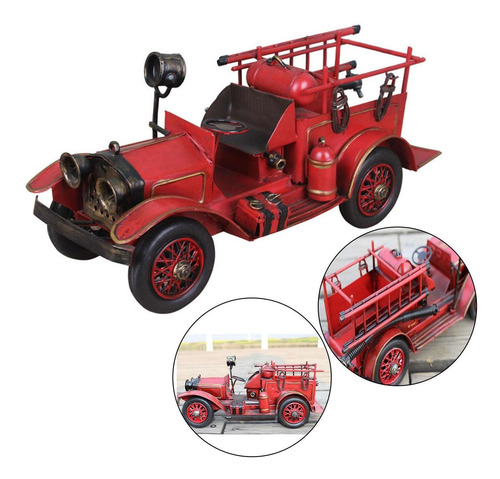 Miniadorno Retro Vintage, Modelo Camión De Bomberos, Colecci