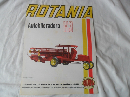 Folleto Rotania H3 Antiguo Hileradora Tractor Campo Campo