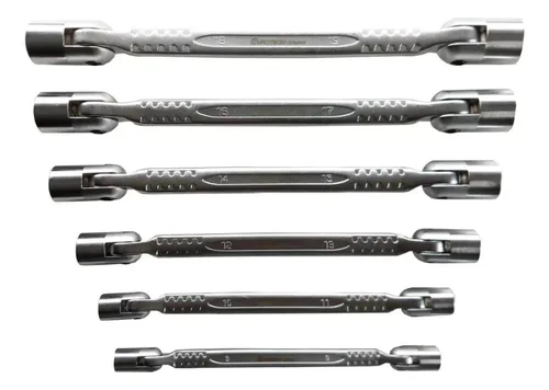 Set Juego 6 Llaves Pipa Articulada Estriada Eurotech 2316