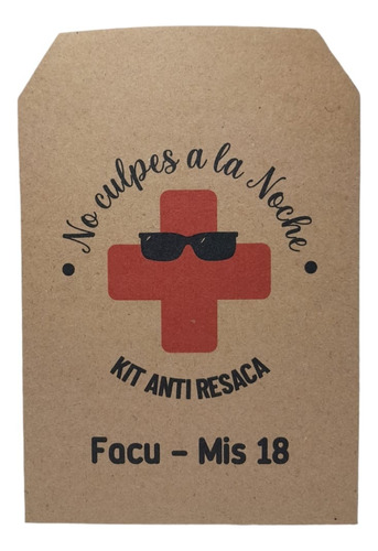 90 Bolsita Papel Madera Kit Antiresaca Fiesta Personalizada