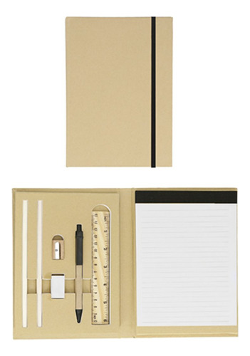 Set Libreta Ecologica For Promotional Hoja Rayada Carton Color Beige
