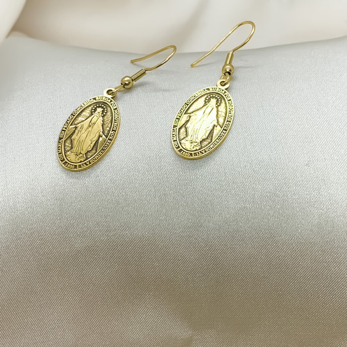 Aros Virgen Medalla Milagrosa Oro 18k Macizo 750