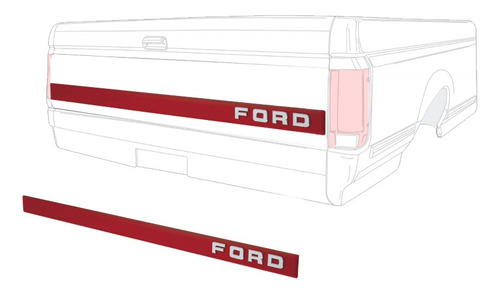 Moldura Acrílico Rojo Tapa Trasera Ford F150 Con Letras