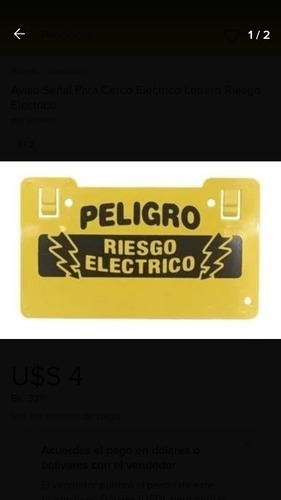 Aviso Letrero Cerco Electrico 