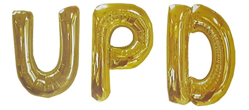 Combo Globos Letras Upd Metalizados Dorados Grandes 80cm