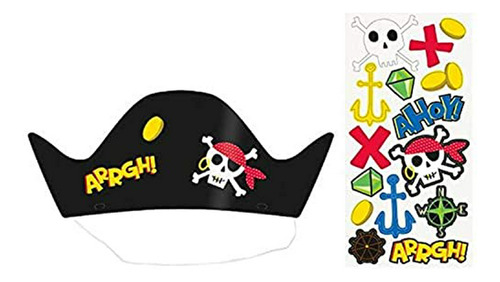 Sombreros De Fiesta Pirata Ahoy Multicolores (8 Unidades): S