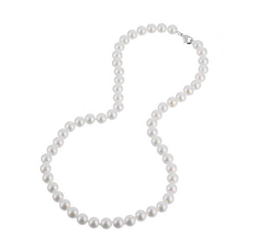 Collar Perlas Naturales 8mm Blanca 40cm Broche Plata Regalo