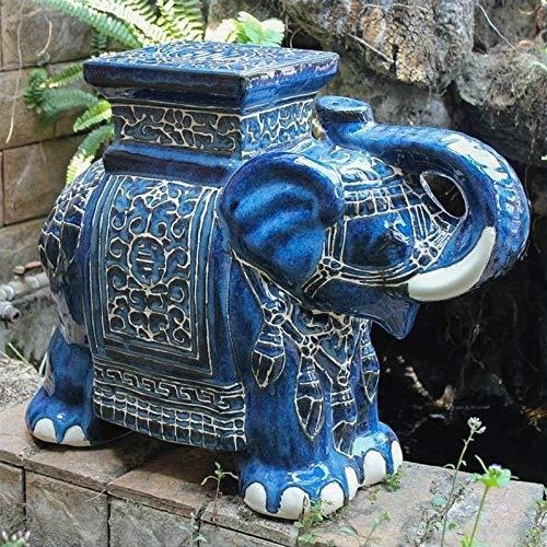 Internacional Caravana Bombay Elefante Porcelana Jardin Azul