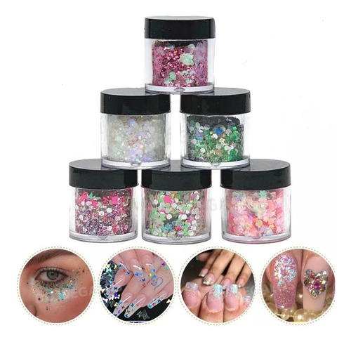 3 Glitters Lentejuelas Ice Irisdiscente Purpurina Uñas Deco