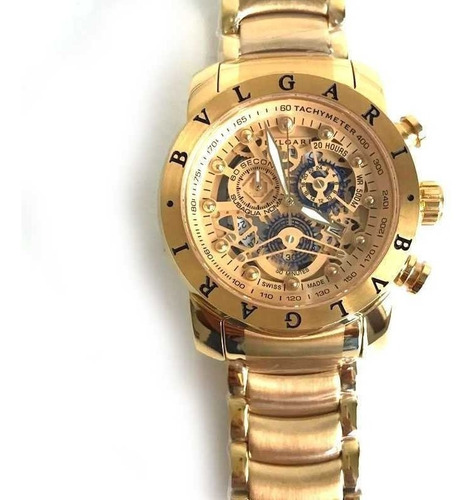 Relógio Bv Gold Automatico Dourado 18k Top Promocional Real