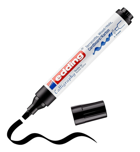 Marcador Caligráfico Negro Punta Flexible Edding 1455