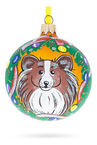 Pomeranian Bola De Cristal Para Perro Adorno De Navidad De 3