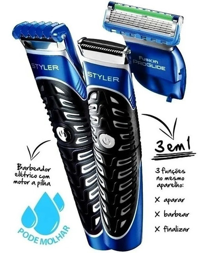 Imagem 1 de 5 de Barbeador Elétrico Gillette Styler 3 Em 1 Barbeia Muito Mais