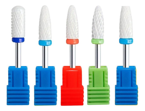 Kit 5 Puntas Ceramica Pulido De Uñas Acrilico Cuticula Callo Mixto Mix 1