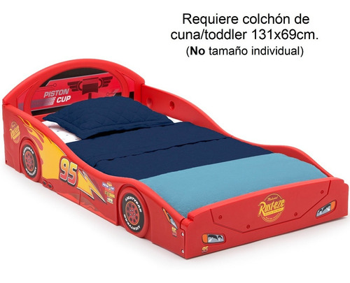 Cama Infantil Toddler Cars Mcqueen Disney 2en1 Dormir Jugar