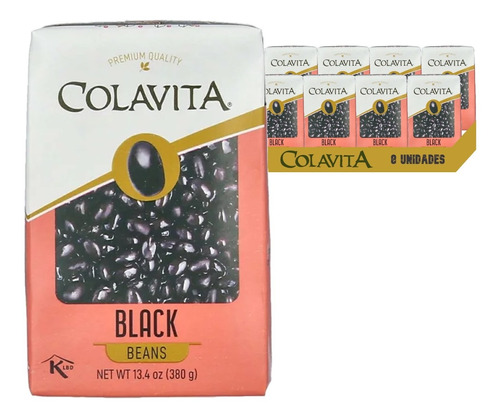 Feijão Black Colavita 380g (8 Unidades) Kit Grãos Preto