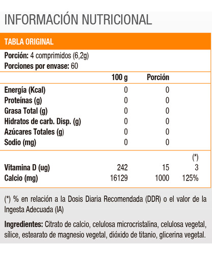 Citrato De Calcio + Vitamina D3 (240 Tabs)