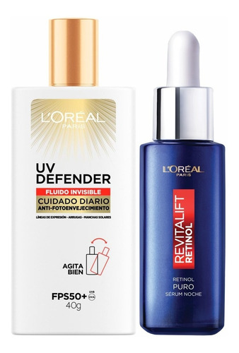 Fluido Invisible Defender + L'oreal Revitalift Retinol Serum