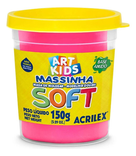 Massinha De Modelar Soft Acrilex Pote 150g Rosa