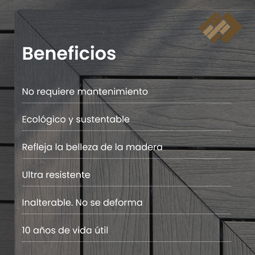 Deck Madera Wpc Premium Dual Slim Exterior Teca